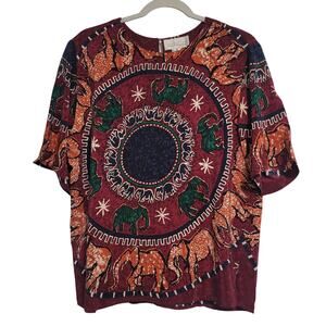 Vintage Nordstrom Gallery Collection Short Sleeve Silk Blouse Size Medium